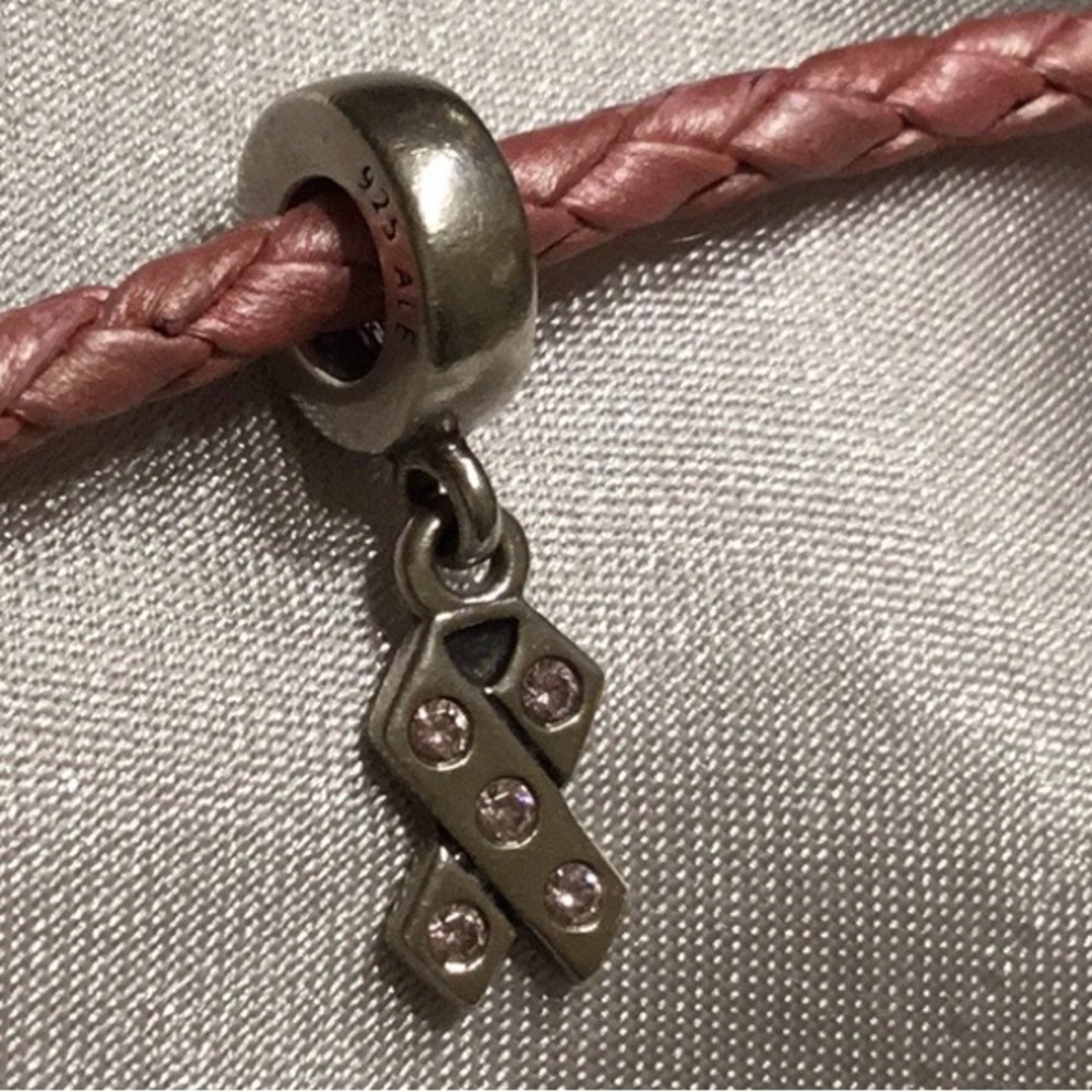 Pandora Pink Rhinestone Ribbon Charm - Picture 6 of 6